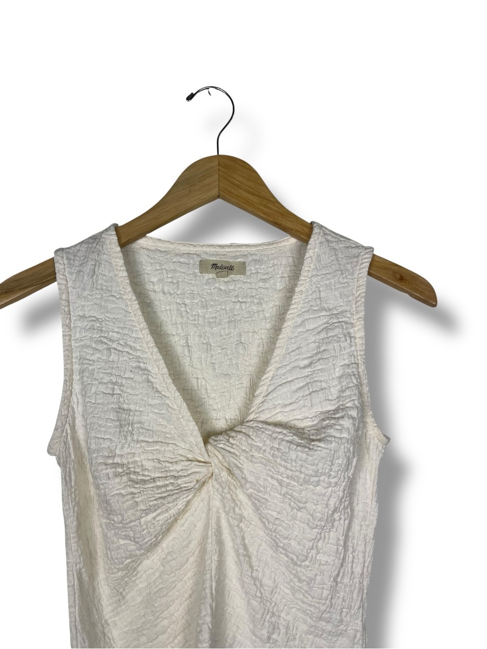 Madewell Popcorn-Knit Twist-Front Sleeveless Top XS Antique Cream 90s - Picture 4 of 9